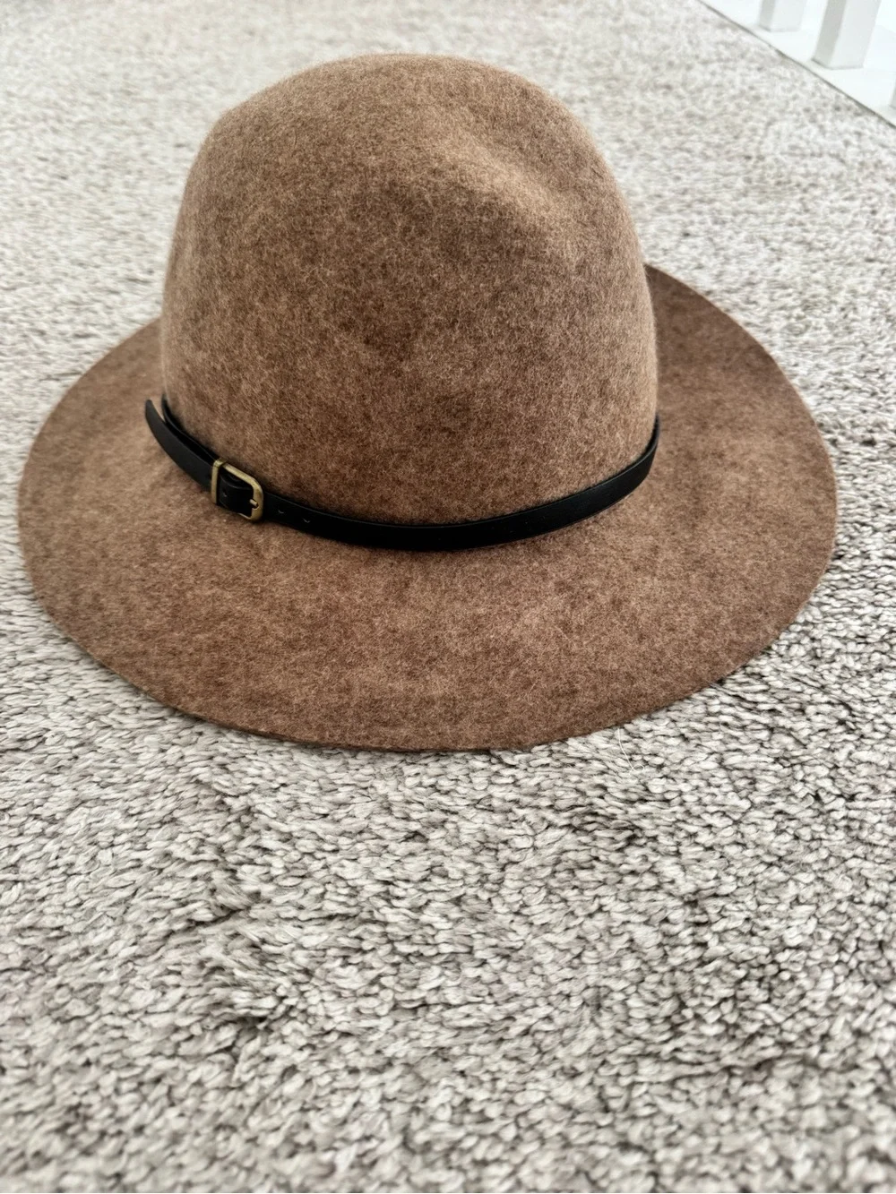 Brown Felt Wide-Brim Hat with Band